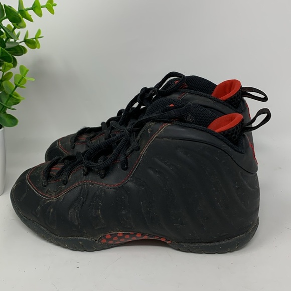 Nike Little Posite One Foamposite Bred Black Red DV3774-001 Youth Size 1.5 - Picture 5 of 10